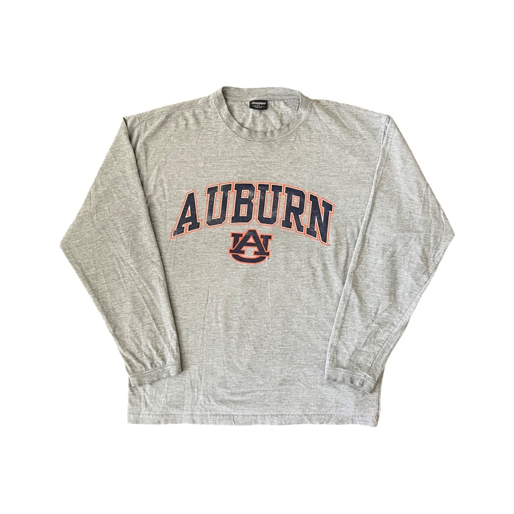 Vintage Auburn University T-Shirt Men’s L Grey Long Sleeve 90s College Graphic